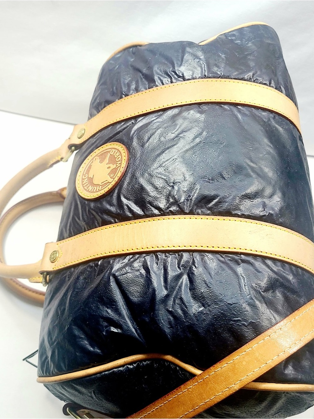 Hunting World Black Duffel with Tan Leather Trim - Picture 4 of 8